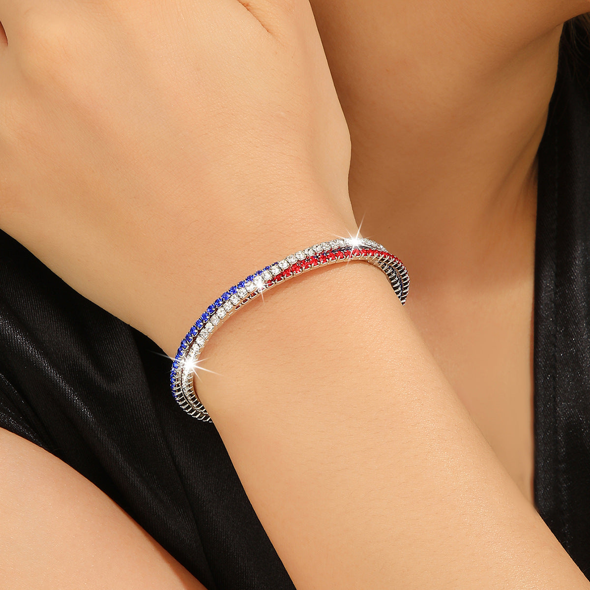 Full Diamond Color Fashion Artificial Trend Independence Day Wrist Bracelet