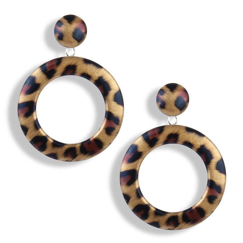 Women's Fashion Leather Trendy Exaggerated Big Round Earrings