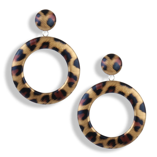 Women's Fashion Leather Trendy Exaggerated Big Round Earrings