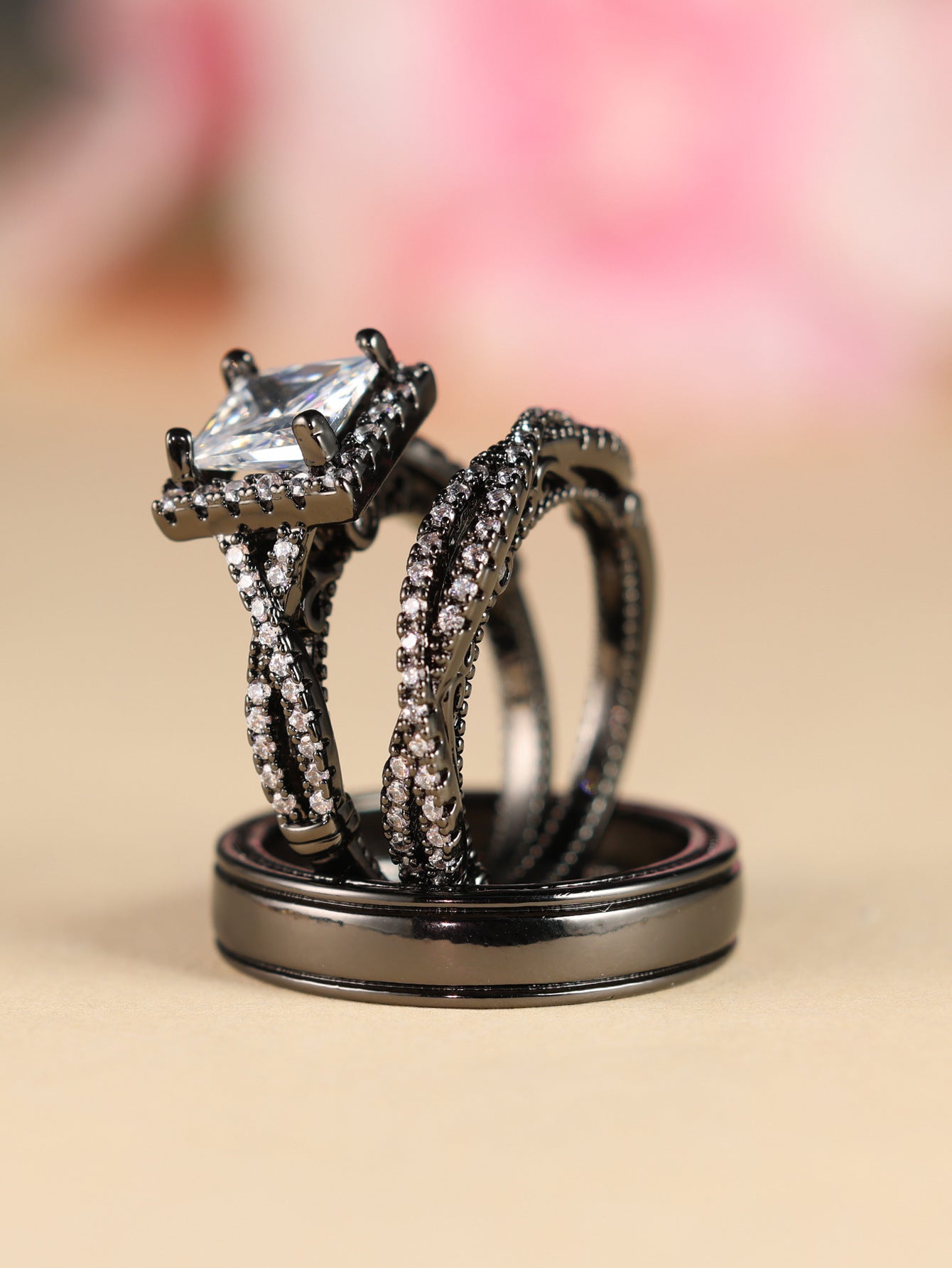 Zircon Full Diamond Female Couple Man's Rings