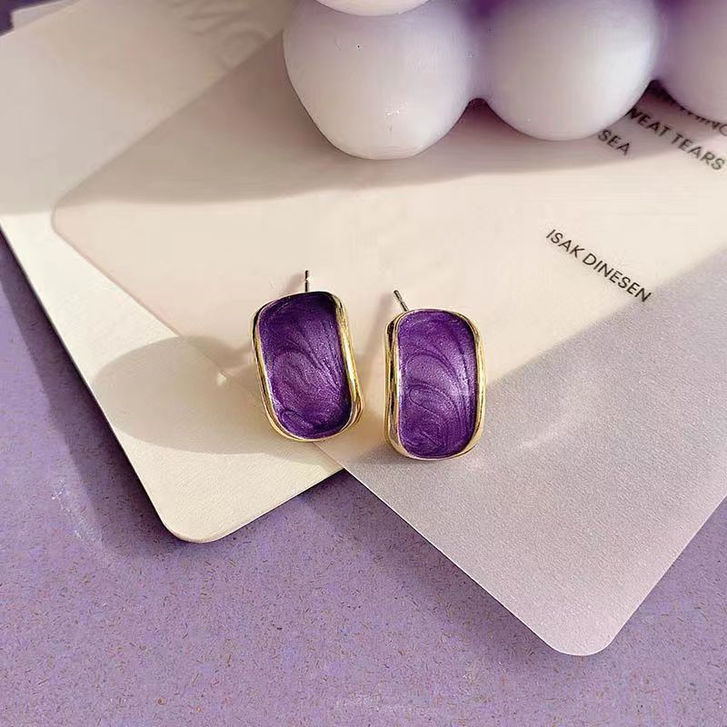 Women's Fairy Sweet Potato Purple Blue Pink High-grade Temperament Stud Earrings