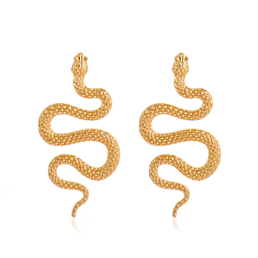 Unique Punk Style Snake Trendy Carved Snake-shaped Street Earrings