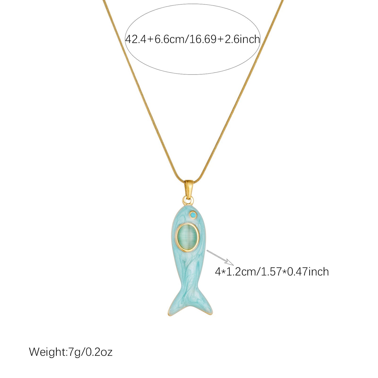Simple Personalized Oil Dripping Fish Stainless Steel Necklace