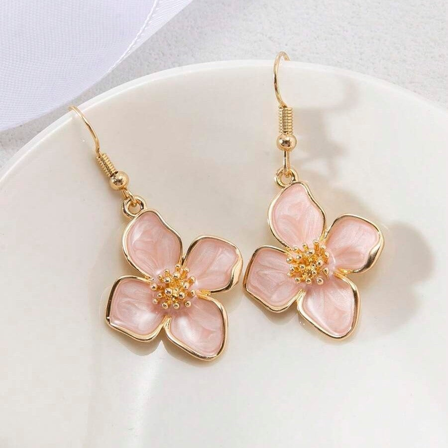 Women's Simple Design Glaze Flowers For Vacation Style Colorful Flower Ear Hook