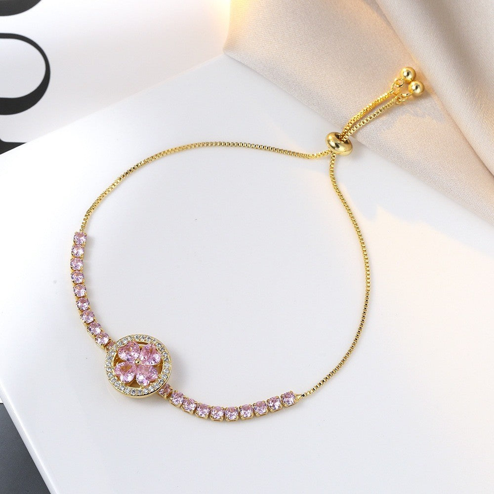 Female Five Petal Flower Fashion Bauhinia Rotatable Bracelet