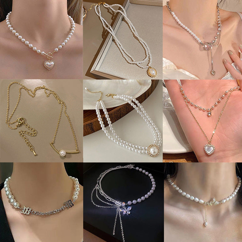 Women's Stitching Heart Clavicle Chain Light Luxury Necklaces