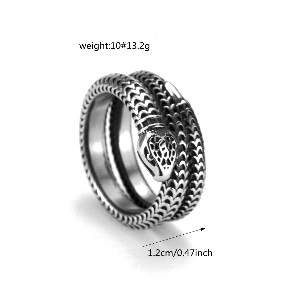 Men's Personality Punk Animal Snake Vivid Stainless Ring
