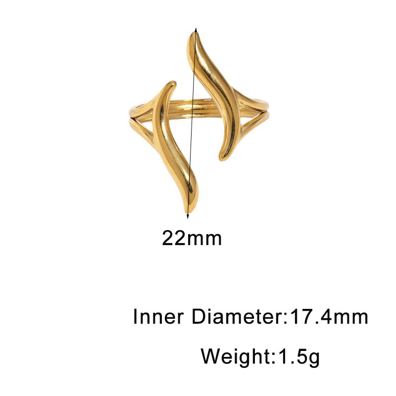 Women's Simple Cold Style Stainless Steel Gold Plated Waterproof Rings