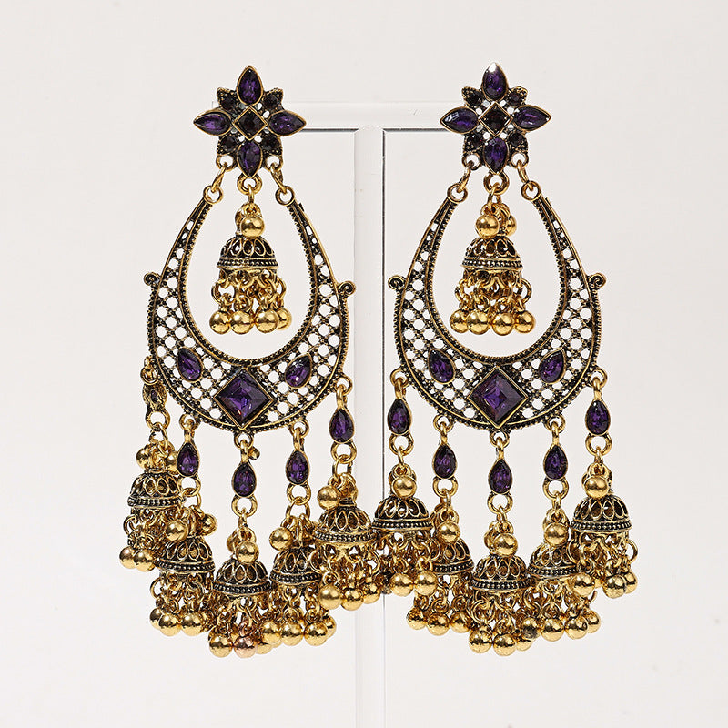 Circle Ladies Tassel Long Bell Bird Cage Eardrop Sense Niche Stud Earrings