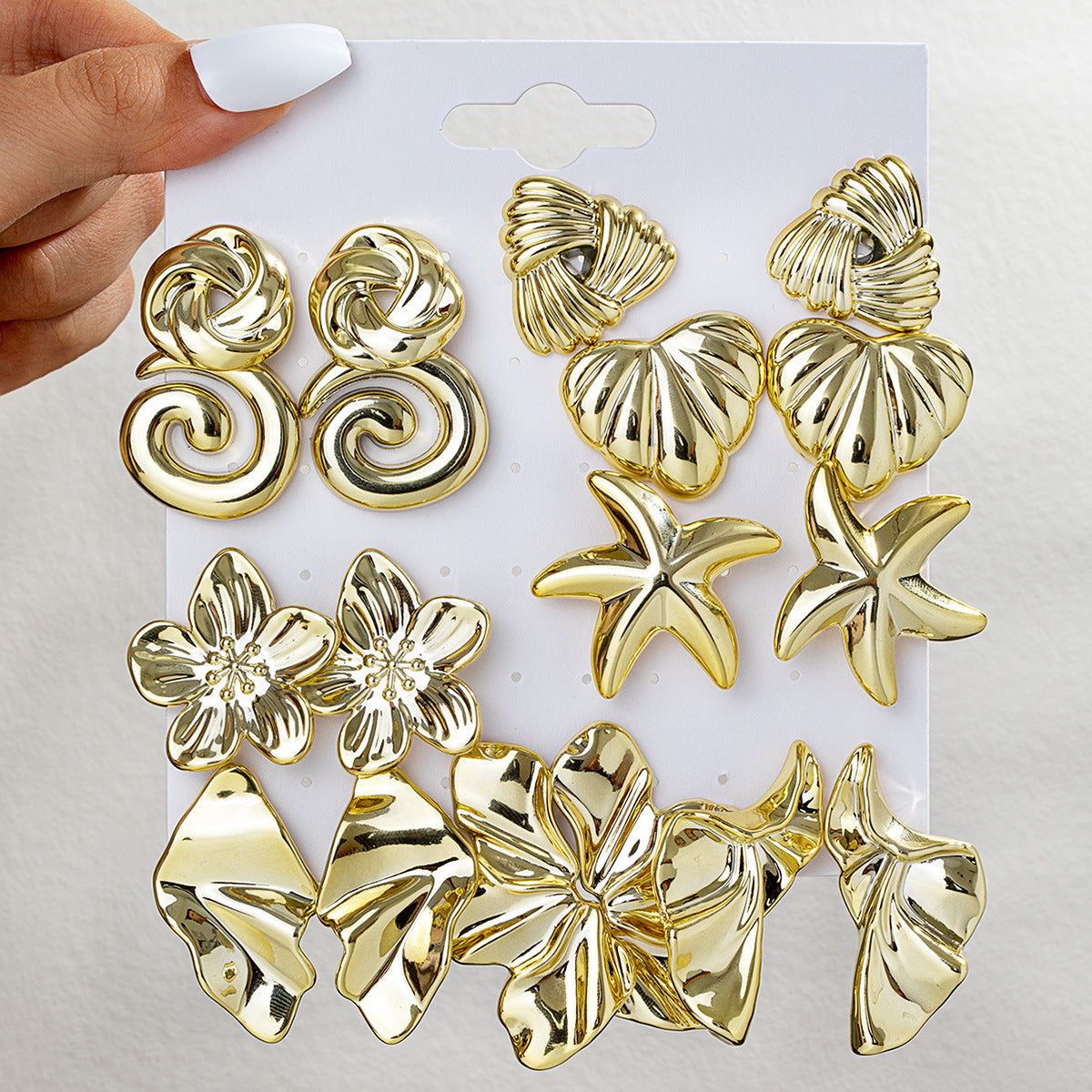 Women's Fashion High-grade Flower Starfish Heart Geometric Simple Match Stud Earrings