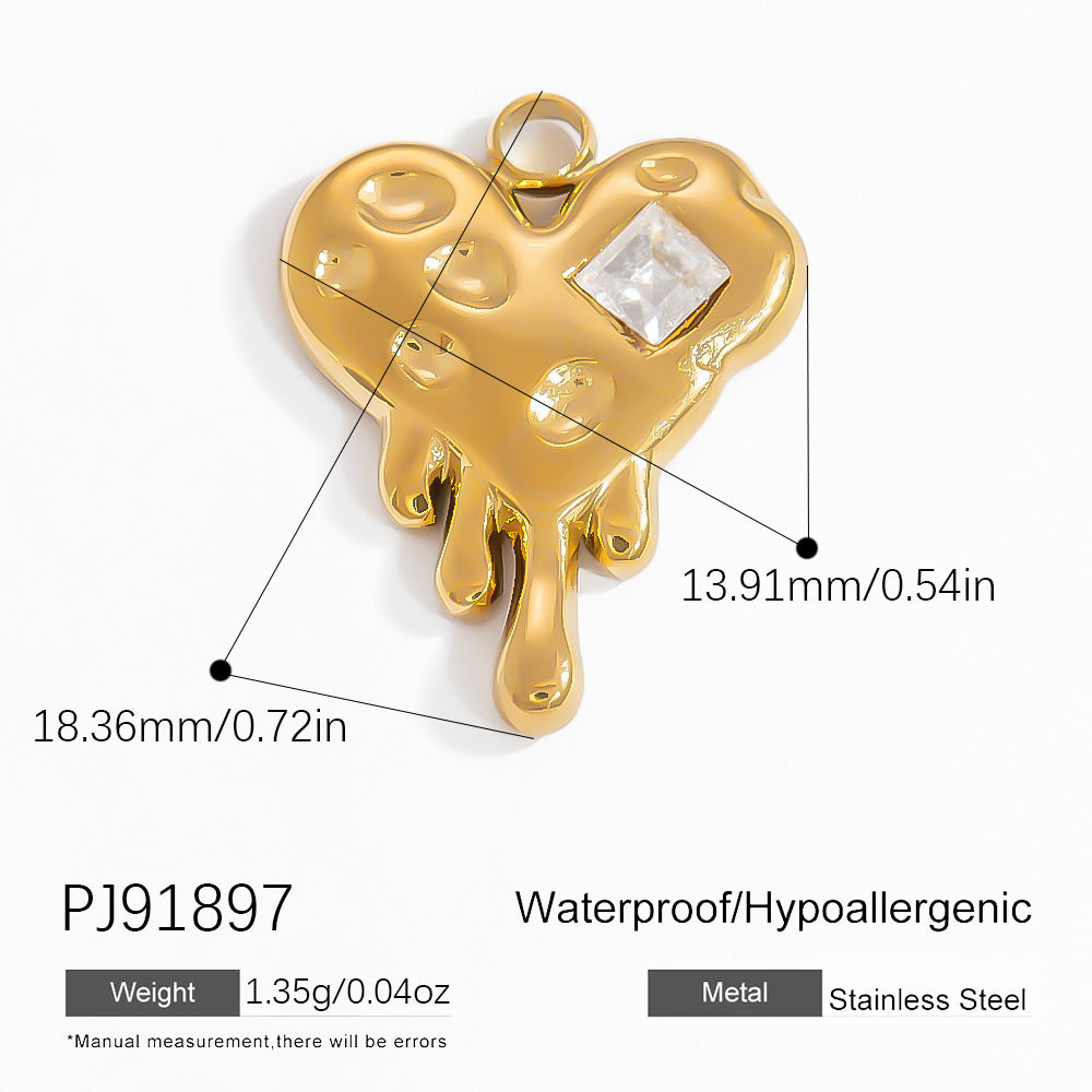 Inlaid Color Diamond Candy Moon Heart Earrings