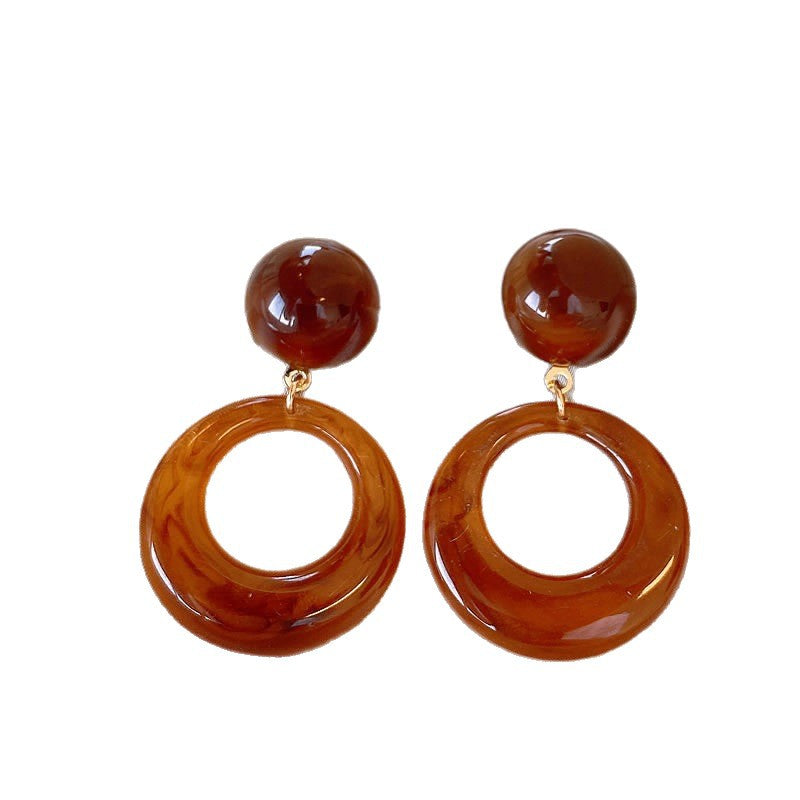 Women's Resin Geometric Round Unique Personality Wild Temperament Earrings