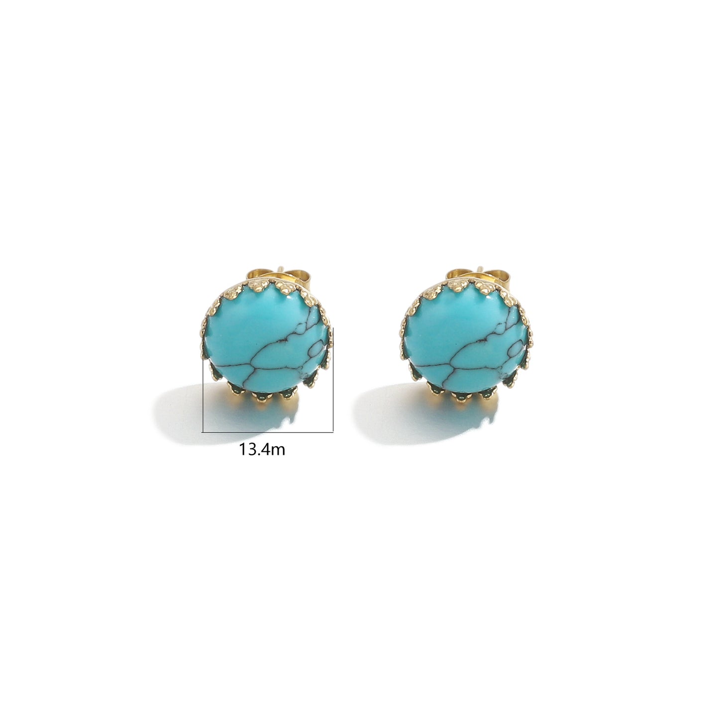 Stainless Steel Natural Stone Titanium Ear Tigereye Earrings