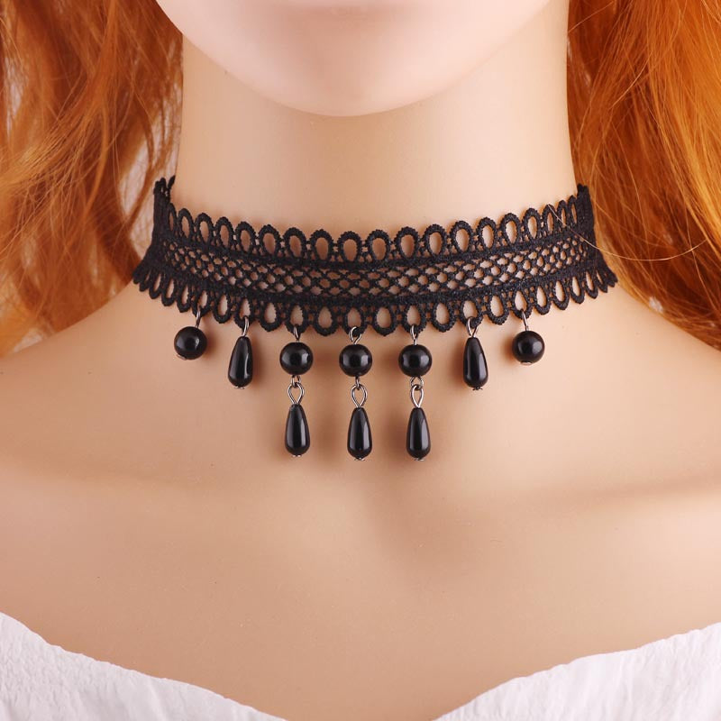 Women's Lace Sexy Clavicle Chain Black Exaggerated Neck Band Formal Collar