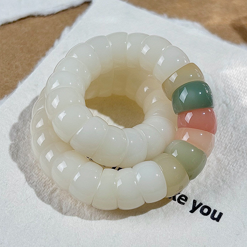 White Jade Bodhi Root Crafts Pork Intestine Bracelet