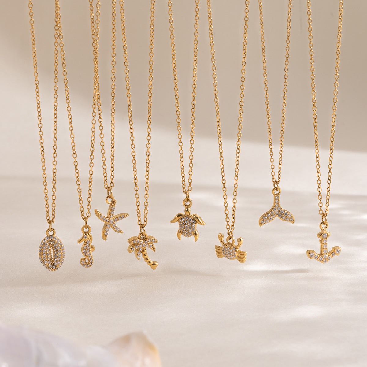 Style Gold Stainless Steel Zircon Marine Light Luxury High Necklace