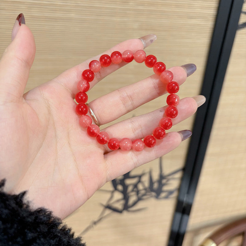 Sweet Glaze Watermelon Red Beaded Girlfriends Gift Bracelet