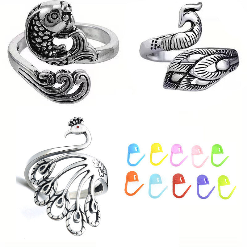 Men's Retro Trendy Sier Open Single Lucky Rings