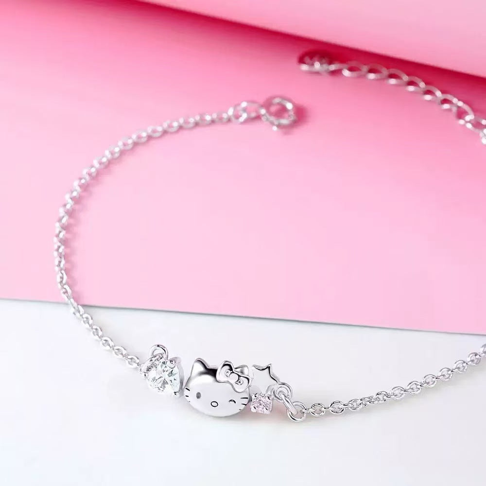 Kitty Crystal Zircon Cartoon Cute Birthday Bracelet