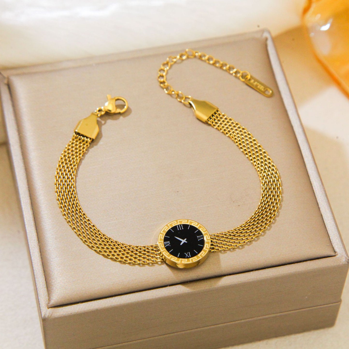 Dial Full Body Titanium Steel Real Gold Plating Light Luxury Bracelets