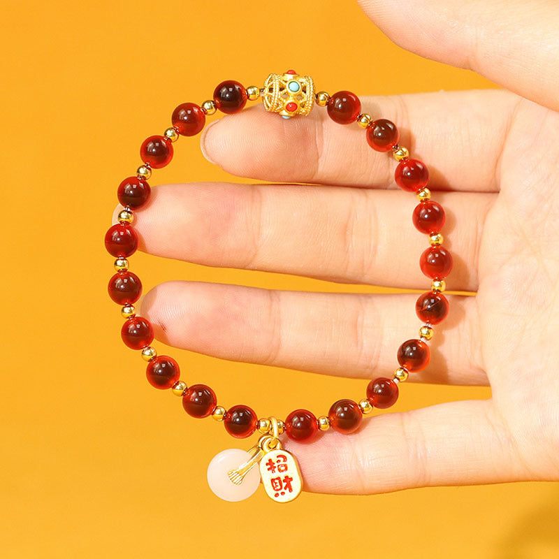 Agate Half Female Peace Buckle Lucky Light Luxury Temple Cultural Bracelet