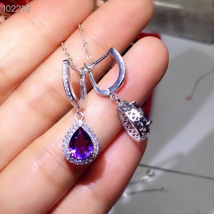Natural Amethyst Ear Exquisite Fashion Beautiful Purple Droplet Earrings