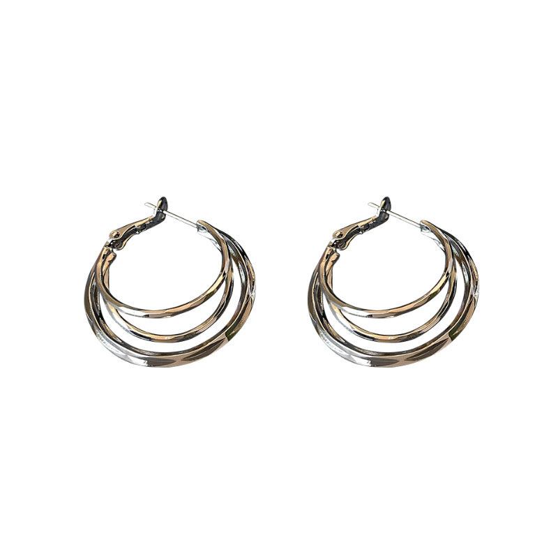 Gold Ear Female Plain Hoop High-grade Light Luxury Earrings