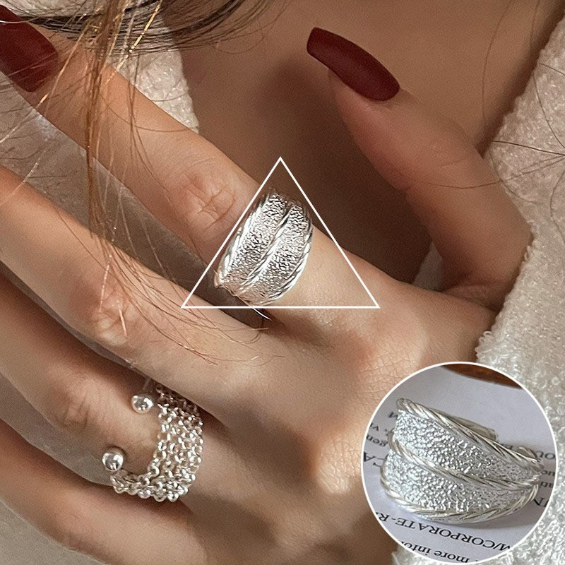 Hammered Female Fashion Personality Creativity Design Rings