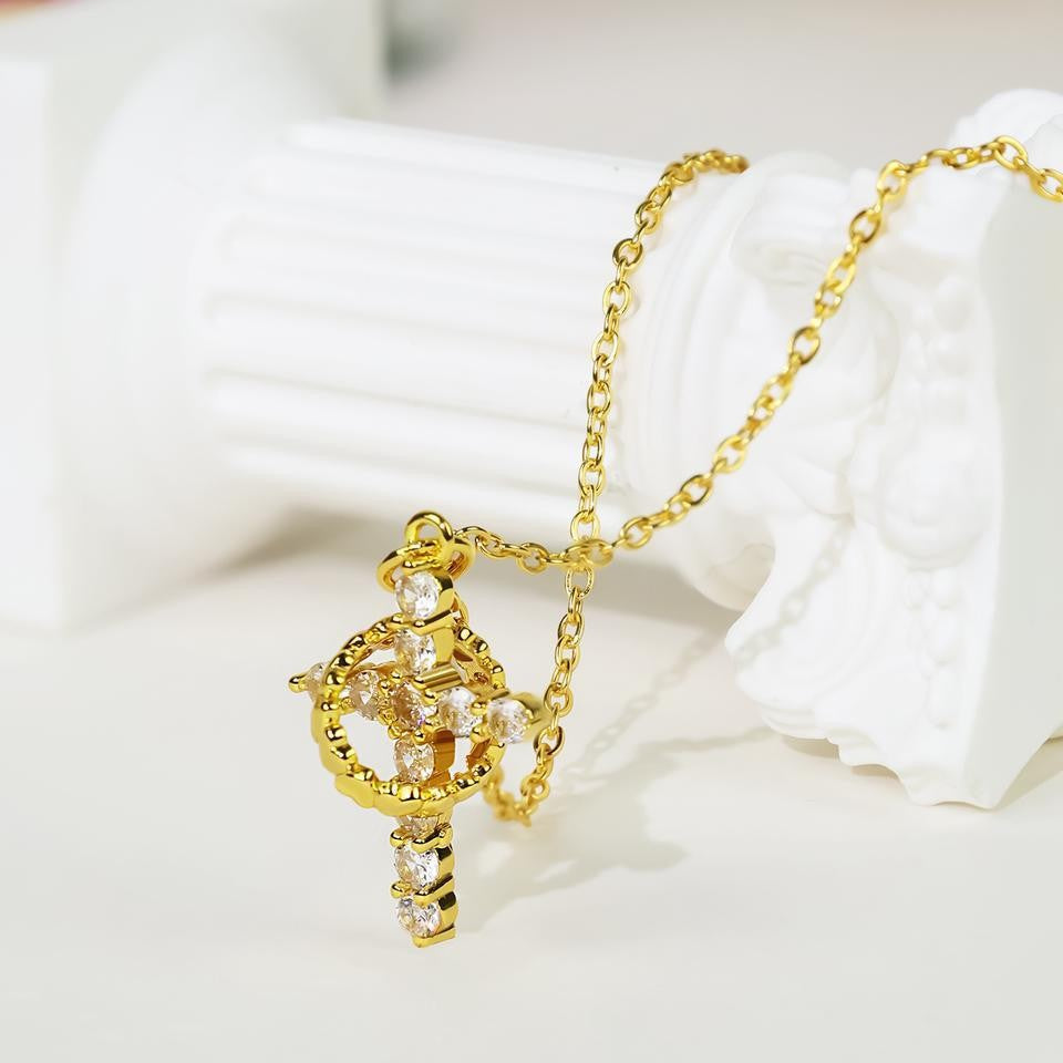 Women's Best-selling Cross Full Diamond Rotatable Love Mother's Day Necklace