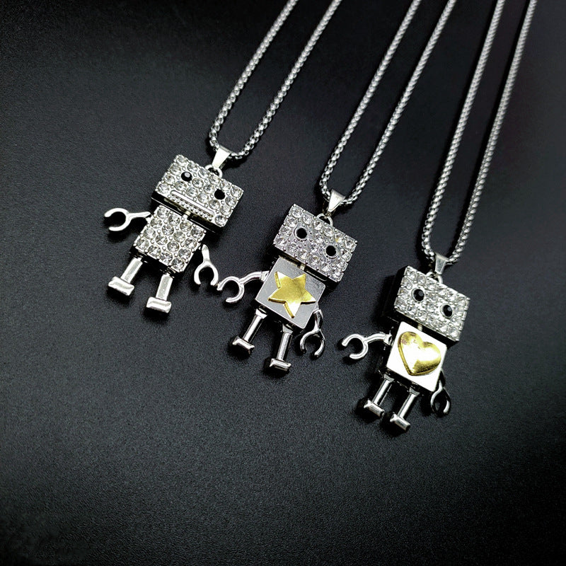Women's Diamond Robot Stainless Steel High-grade Hip Hop Niche Sweater Necklace