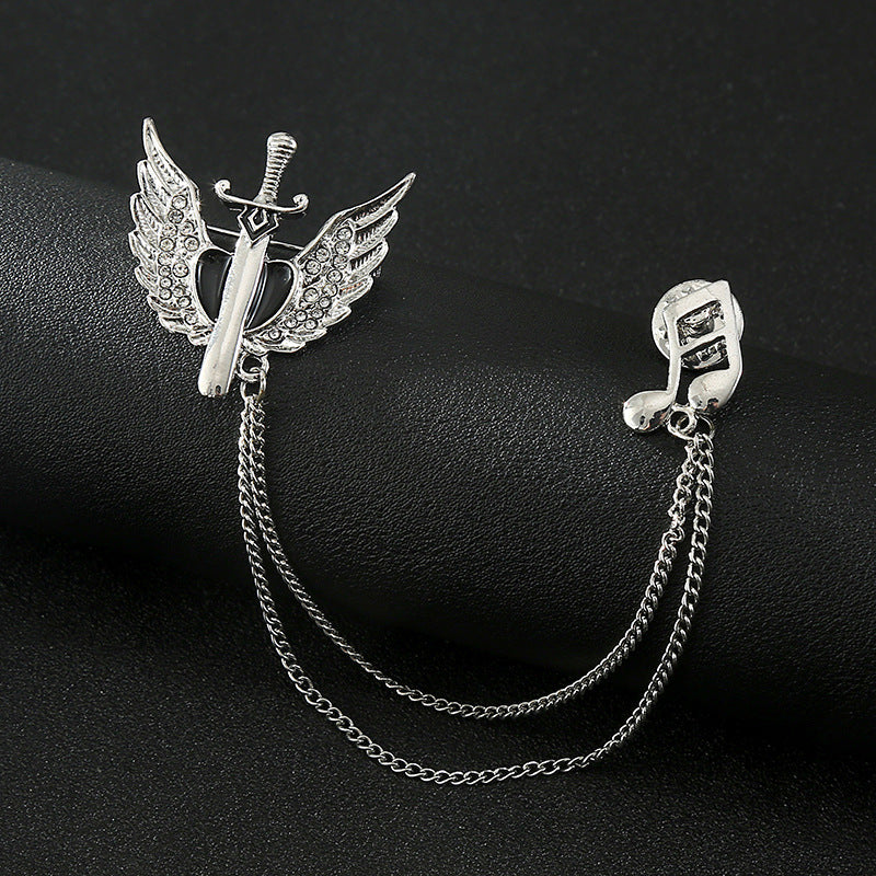 Men's Animal Lion's Head Corsage With Eagle Chain Brooches