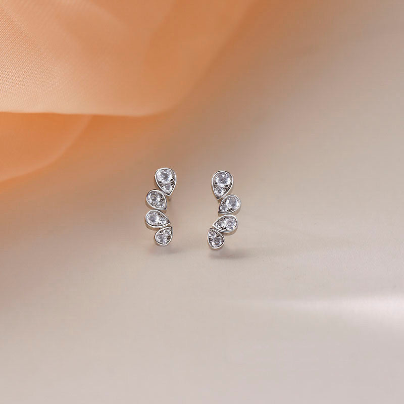 Drop Gang Drill Female Temperament Super Shiny Pear-shaped Zircon Tear Earrings