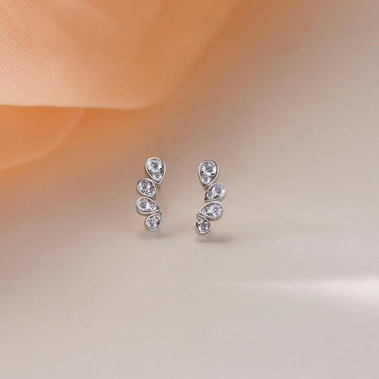 Drop Gang Drill Female Temperament Super Shiny Pear-shaped Zircon Tear Earrings