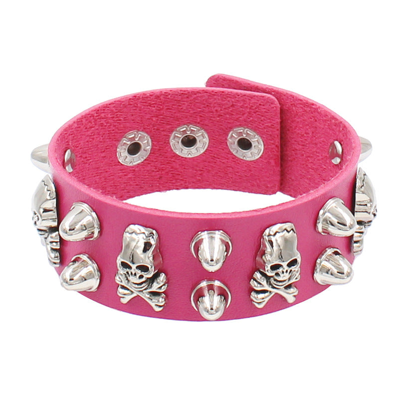 Leather Domineering Personalized Skull Rivet Punk Bracelets