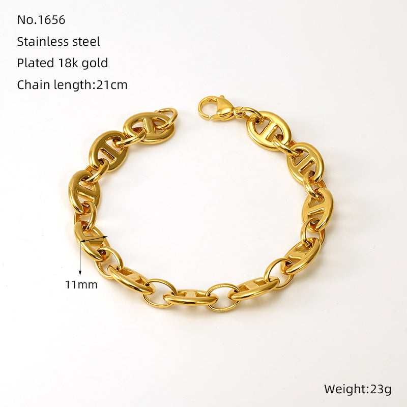 Women's & Men's Vachette Clasp Fashion Day Font Oval Bracelets