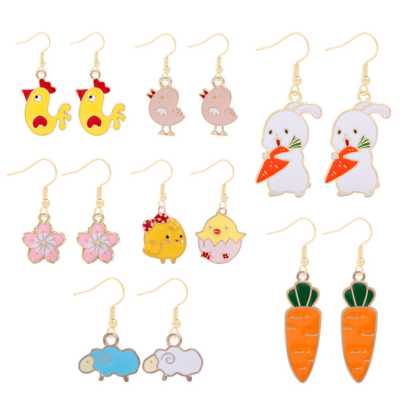 Cartoon Dripping Oil Alloy Rabbit Rejuvenating Earrings