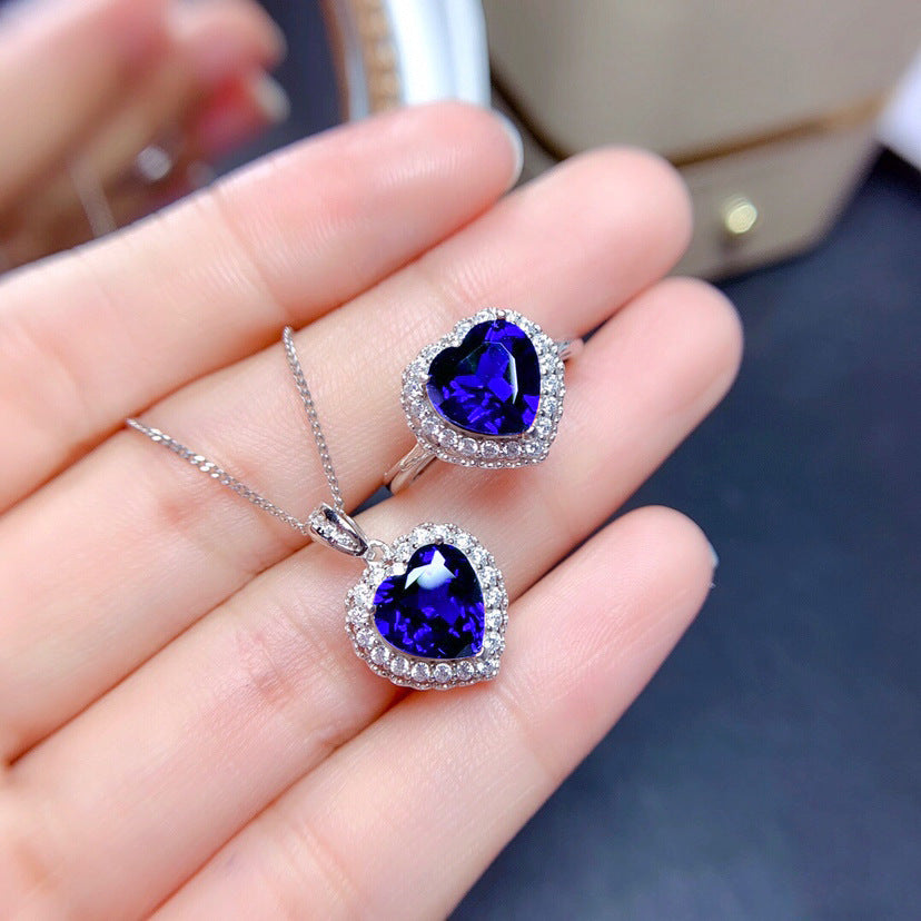 Women's Blue Red Yellow Green Purple White Gemstone Zircon Princess Jewelry Set