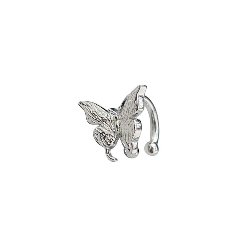 Grass Pattern Butterfly Ear Clip Autumn Spring Niche National Fashion Earrings