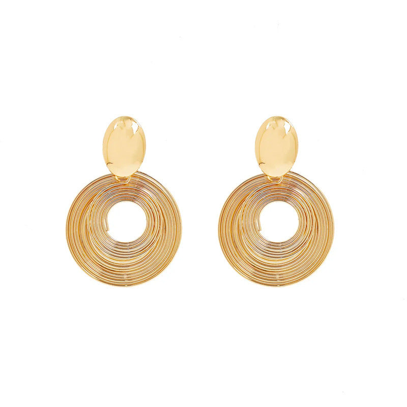 Winding Geometric Ear Metal Design Fashion Personality High-grade High-key Earrings