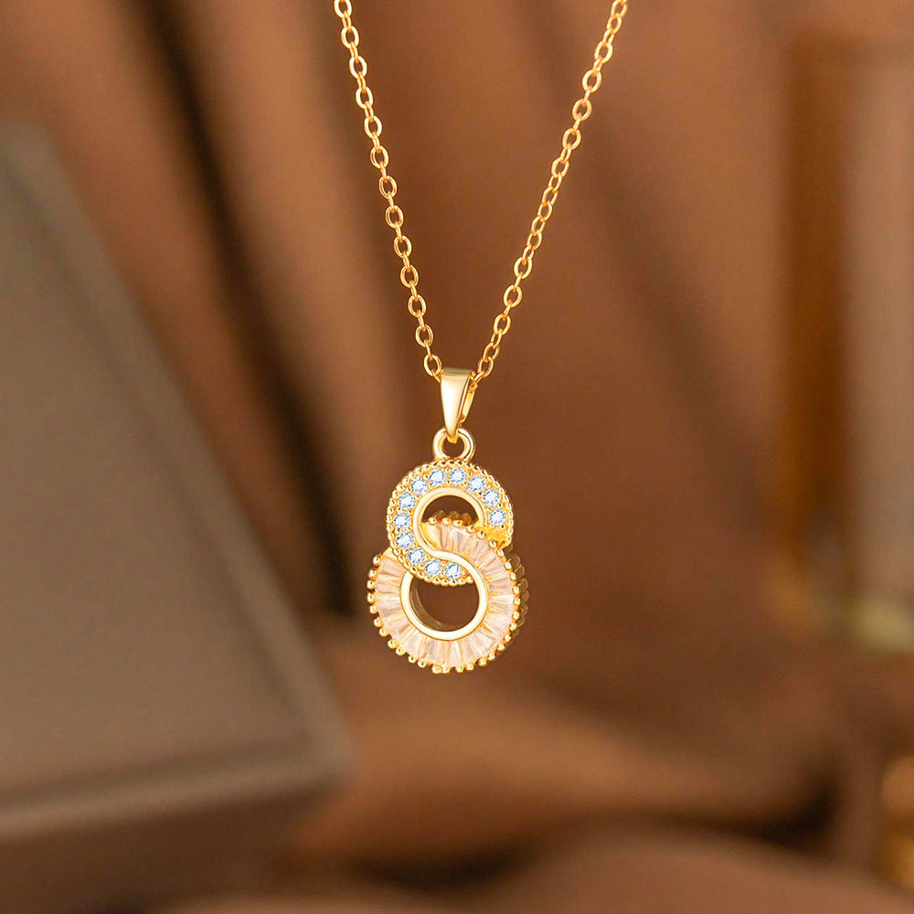 Female Valentine's Day Sparkling Full Rhinestone Buckle Necklace