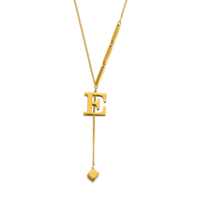 Women's Square Chain With Letters Elegant High-grade Necklaces