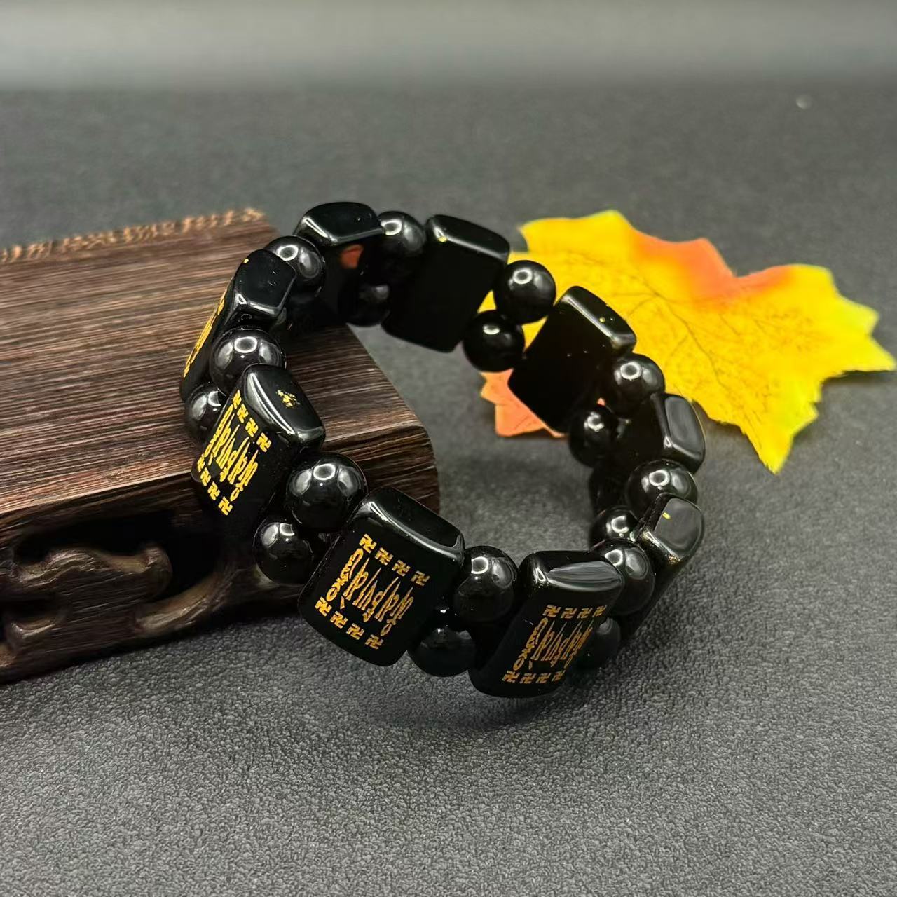 Men's Double Row Hand Card Gold-plated Pattern Square Plate Popular Live Bracelets