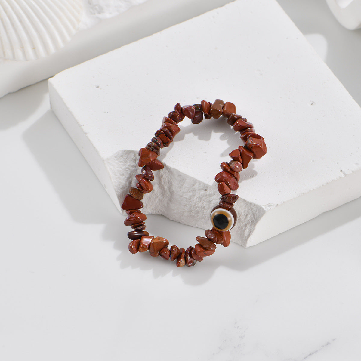 Devil's Eye Natural Gravel Beaded Crystal Stretch Rough Stone Bracelets