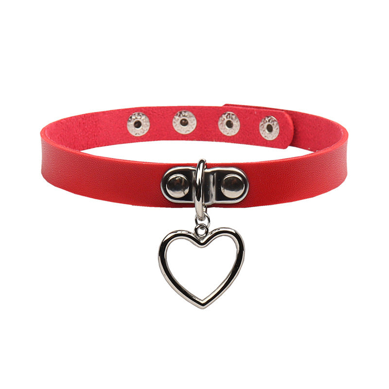 Women's Goth Style Soft Leather Love Choker Necklaces