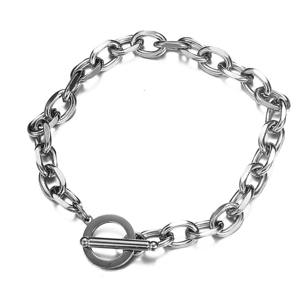 Fashion Exquisite Stainless Steel Slice Connecting Shackle Bracelet
