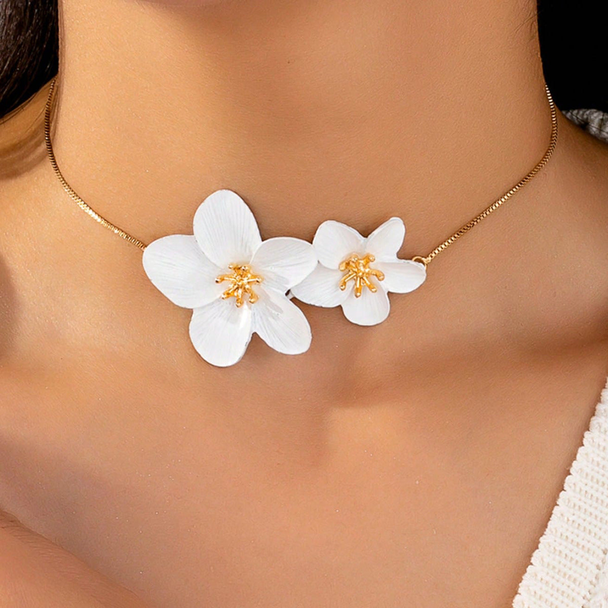 Flower Box Chain Adjustable Design Clavicle Necklaces