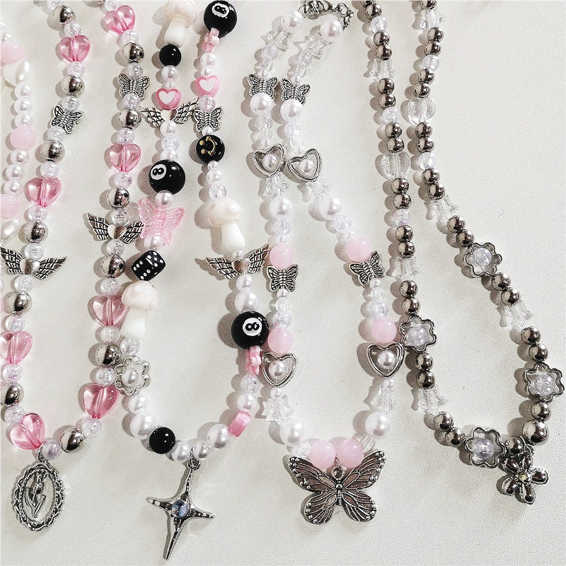 Metal Butterfly Cross Love Heart Flowers Necklaces