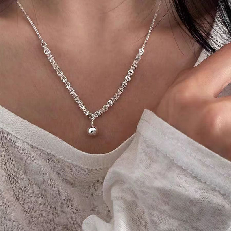 Sier Safety Lock Chinese Style White Necklace
