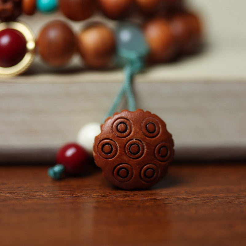 Women's & Men's Double With Agate Boxwood Lotus Canopy Bracelet