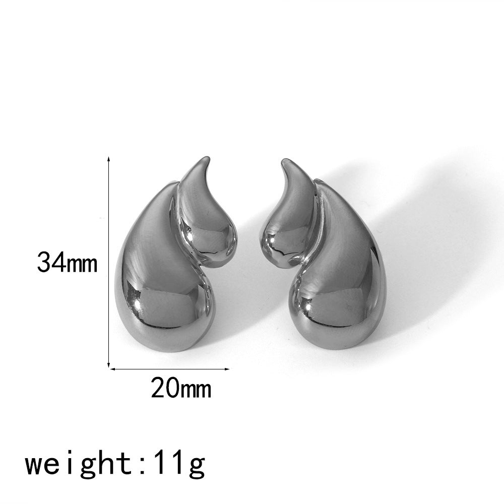 Women's Water Drop Stainless Steel Exaggerated Titanium Earrings